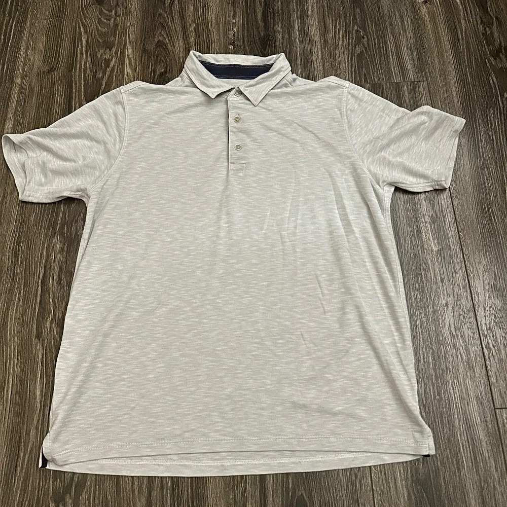 Tommy Bahama Paradiso Cove Polo Shirt Mens Large Heathered Gray Short Sleeve